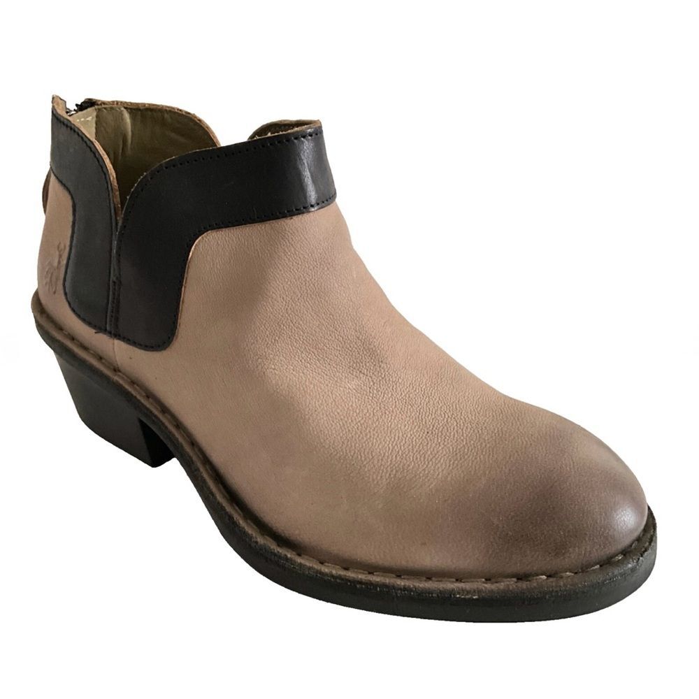 Fly London Leather Dias Chelsea Burnished Ankle Boots Taupe 39